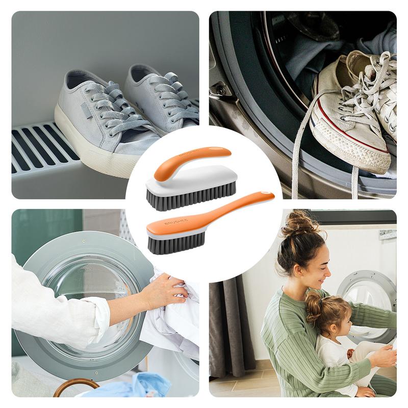 Cepillo para teñir ropa, 2 cepillos para fregar zapatos, agarre ergonómico, herramienta de limpieza multiusos, suministros de baño para ropa de tela