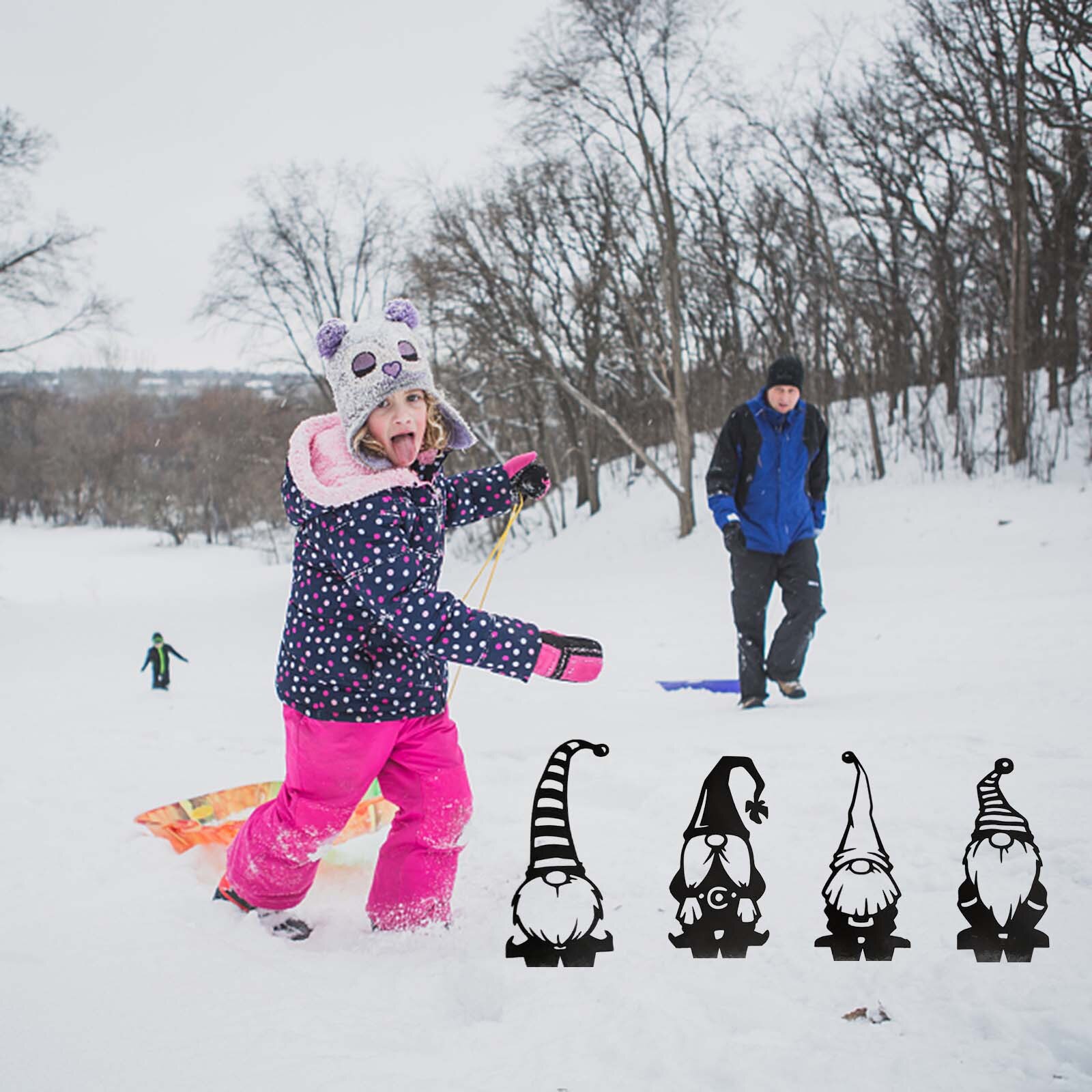 Outdoor Garden Statues Metal Branch Gnomes Decoration Ground Plug Yard Art Backyard Lawn Stakes Decoration Ornament