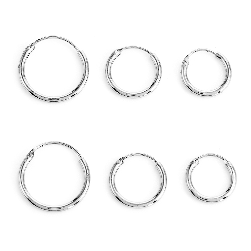 3 Pair/Set Women Girl Simple Round Circle Small Ear Stud Earring Punk Hip-hop Earrings Jewelry 3 Size: Silver