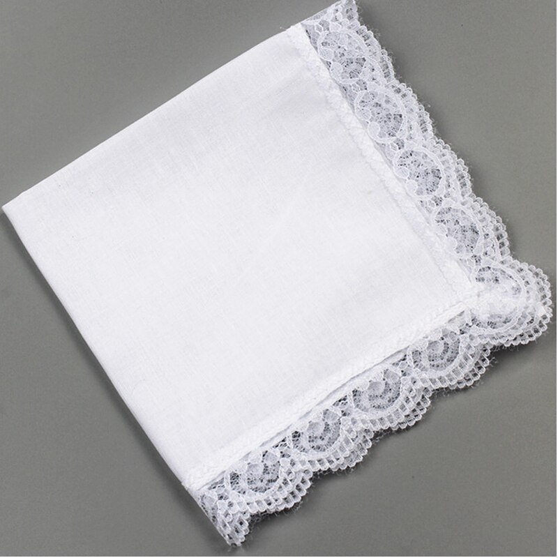 5pcs Novelty Wedding White Square Pocket Women Lace Handkerchief Cotton Portable Towels Thin Hanky zakdoeken fazzoletto mendil
