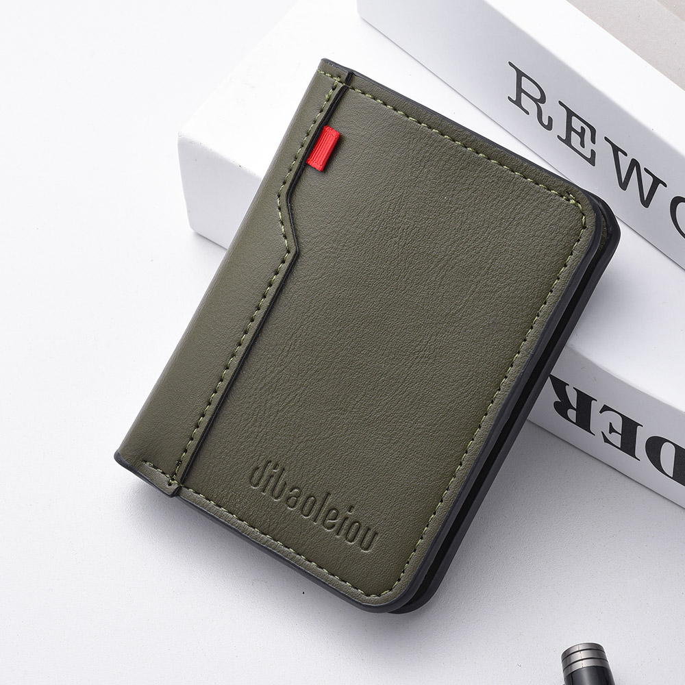 Mini portefeuille Ultra-fin en cuir PU souple pour hommes, 1 pièce, porte-cartes de crédit, court et Vertical, de: green