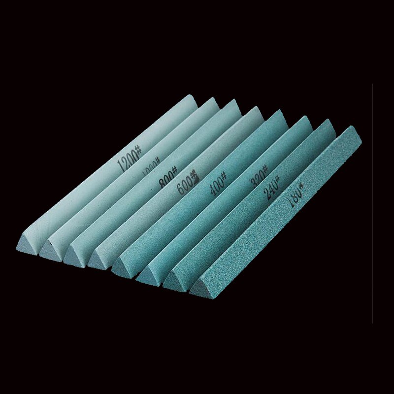 Affilacoltelli seghettato triangolare pietra per affilare il carbonio verde 150*12mm barra di sabbia grana 120-1200