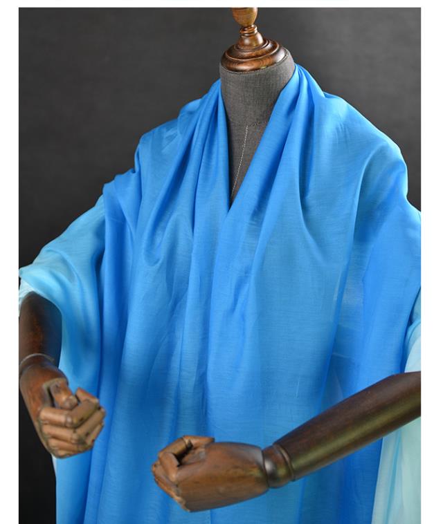 custom 18 Summer Gradually Changing Color 60%Silk 40%Cotton Fabric For Women Dress 140cm wide cloth DIY Sewing: 1 Meter