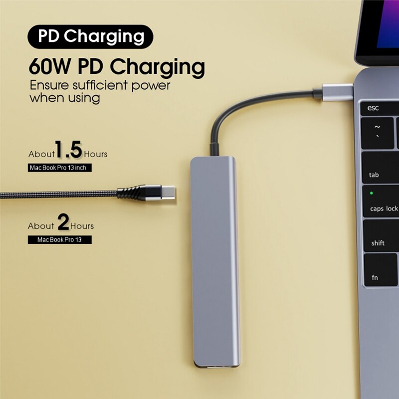 7 In 1 Usb C Hub 4K Hdmi-Compatibel Type C Adapter Otg 3 Dock Met Pd tf Sd Voor Pro/Air Ipad Xps Oppervlak