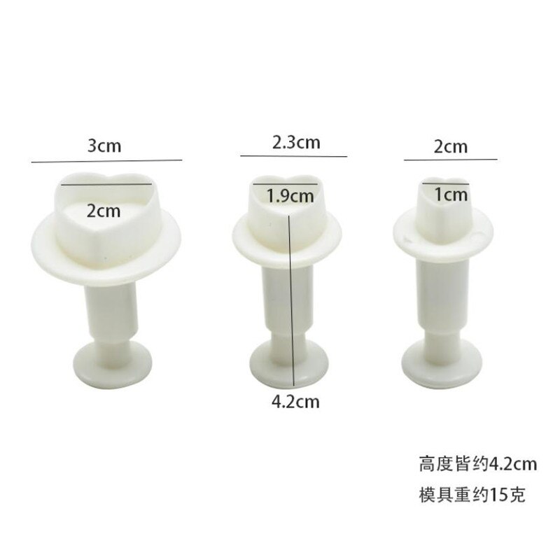 3 Stks/set Geometrische Fondant Cookie Cake Cutter Ejector Stempel Plunger Mold Reliëf Ster Hart Diy Bakken Cake Decorating Gereedschap