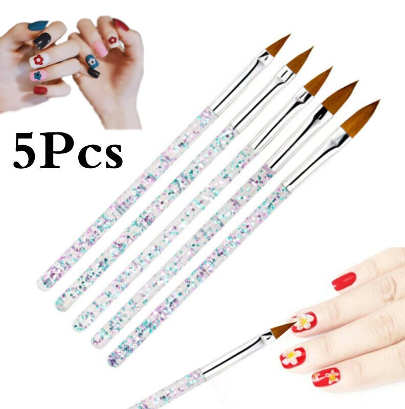 Juego de 5 piezas para tallado de uñas, juego de pinceles para manicura, dibujo, pluma de pintura, de acrílico, herramientas de arte de uñas: 5 pcs