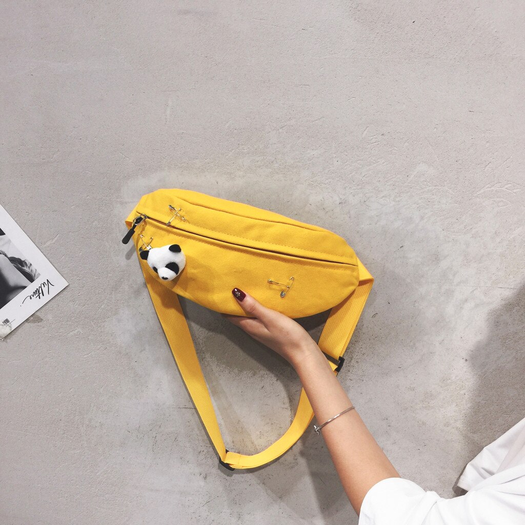 Fanny Pack pour femmes toile taille sac mignon Panda frais étudiant sac à bandoulière Harajuku nerka rein poitrine sacs sac banane femme