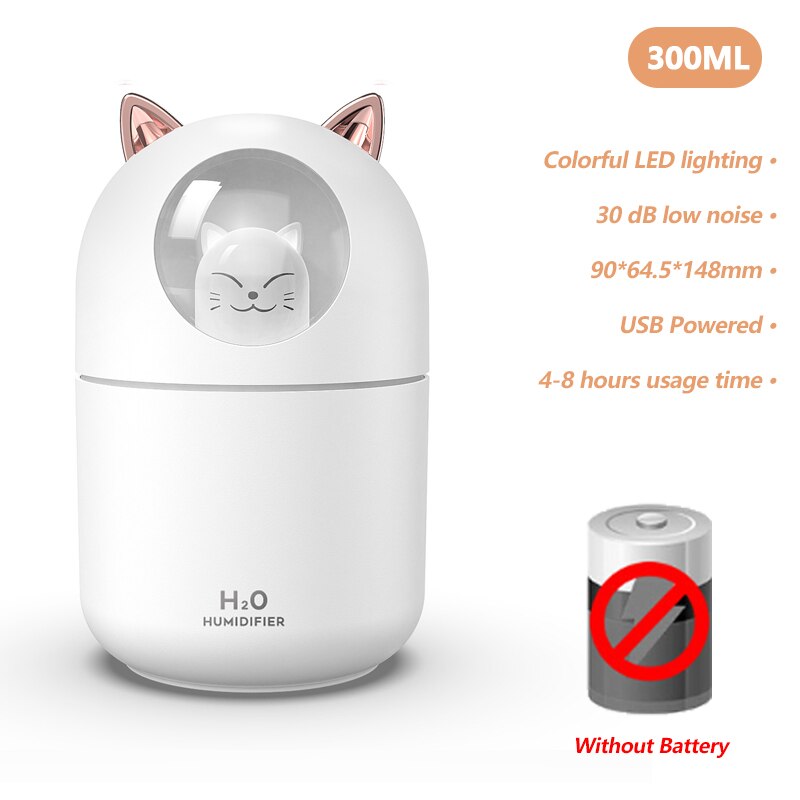 Lovely Cat Air Humidifier USB Aromatherapy Mist Maker Fogger with LED Lamp Mini Portable Ultrasonic Aroma Diffuser Air Purifier: 06