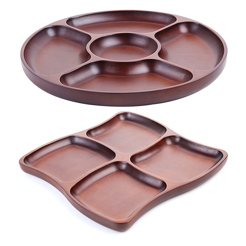 Plateau de service à compartiment en bois, assiettes de service à Dessert, plat à collation divisé, plateau d&#39;amuse-gueule, sain et