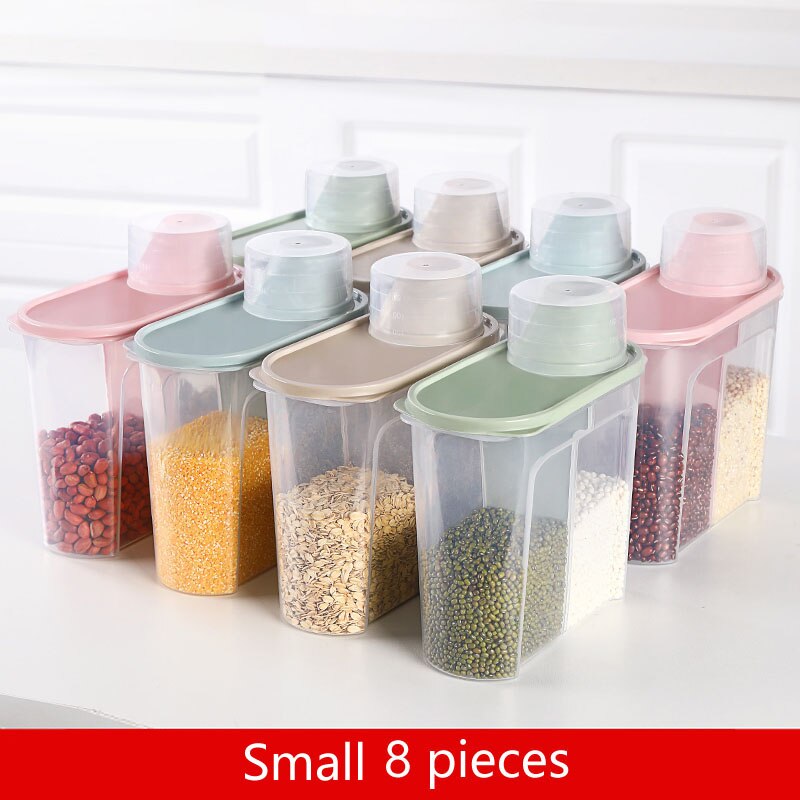 PP Food Storage Box Plastic Clear Container Set with Pour Lids Kitchen Storage Bottles Jars 67Oz~88Oz H1211: S8