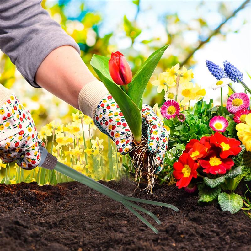 Gardening Tool Agricultural Rake Three Teeth Rake Steel Fork Kit Portable Loose Soil Tool Garden Tool Supplies for Garden Lawn