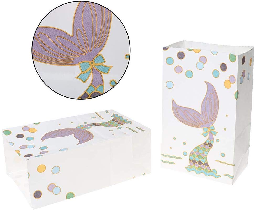 Mermaid Tail Candy Box Paper Candy Bags Popcorn Boxes Mermaid Theme Party Decorations Kids Birthday Baby Shower Party Supplies