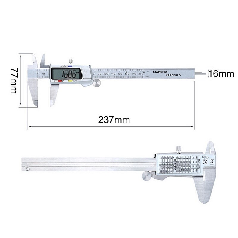 Digitale Rvs Elektronische Digitale Schuifmaat 6Inch 0-150Mm Metalen Micrometer Meten Meters