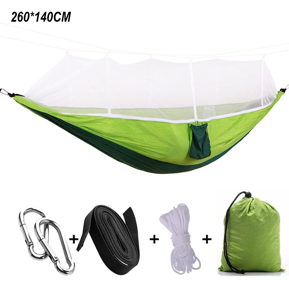 Camping Tent Hammock with Mosquito Net High Strength Fabric Hanging Bed Outdoor Hunting Sleeping Swing 1-2 Person Hammock: green white Hammock