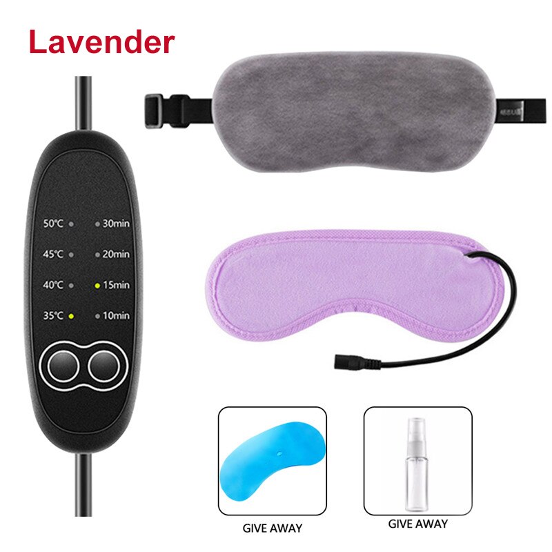 Lavender Heated Sleep Eye Mask Electric USB Heating Eye Mask Warm Steam Dry Eye Mask Temperature Heating Eye Mask: Lavender