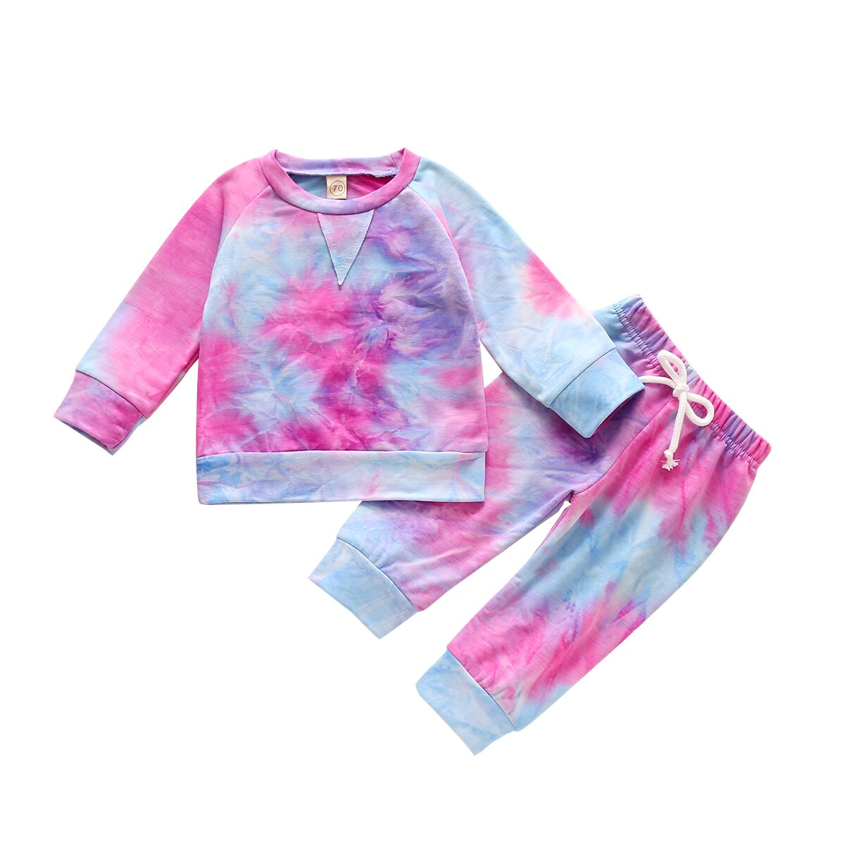 Autumn Kids Tie dye Tracksuit 2pcs 0-18M Infant Baby Boy Girl Clothing Long Sleeve Colorful Sweatshirt Top+Long Pants 2pcs: C / 12M