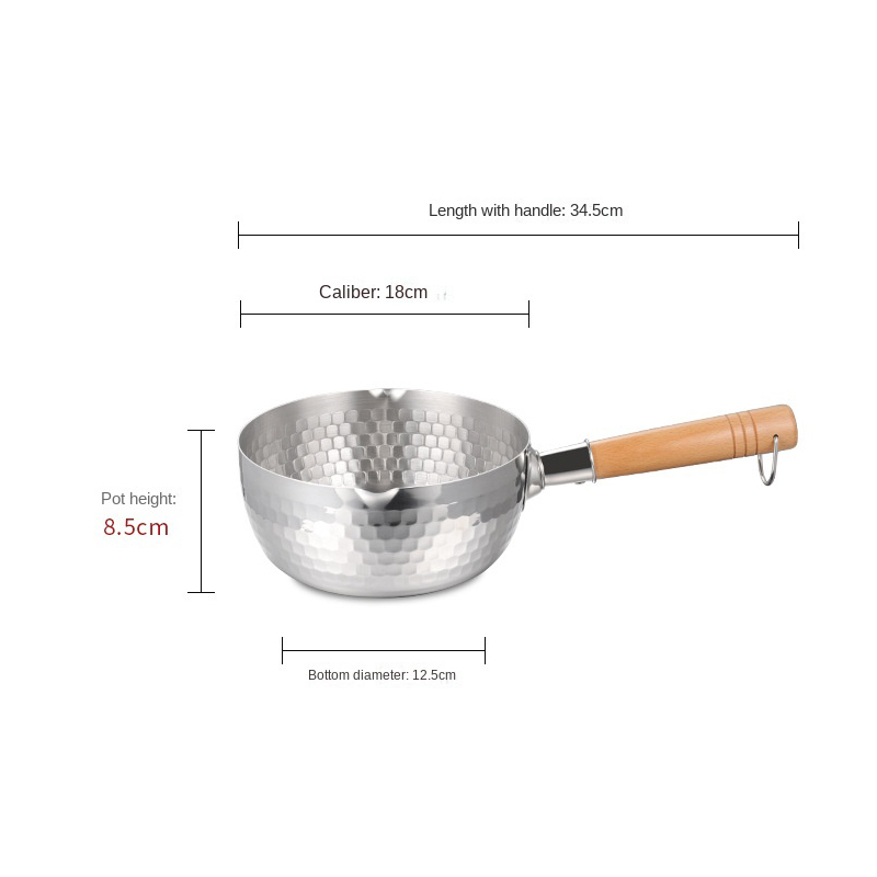 Padella in acciaio inossidabile Padella da neve giapponese Manico in legno Coperchio Pentole per stufato Frittura Wok Pentola per latte Utensili da cucina Pentole pratiche: YELLOW