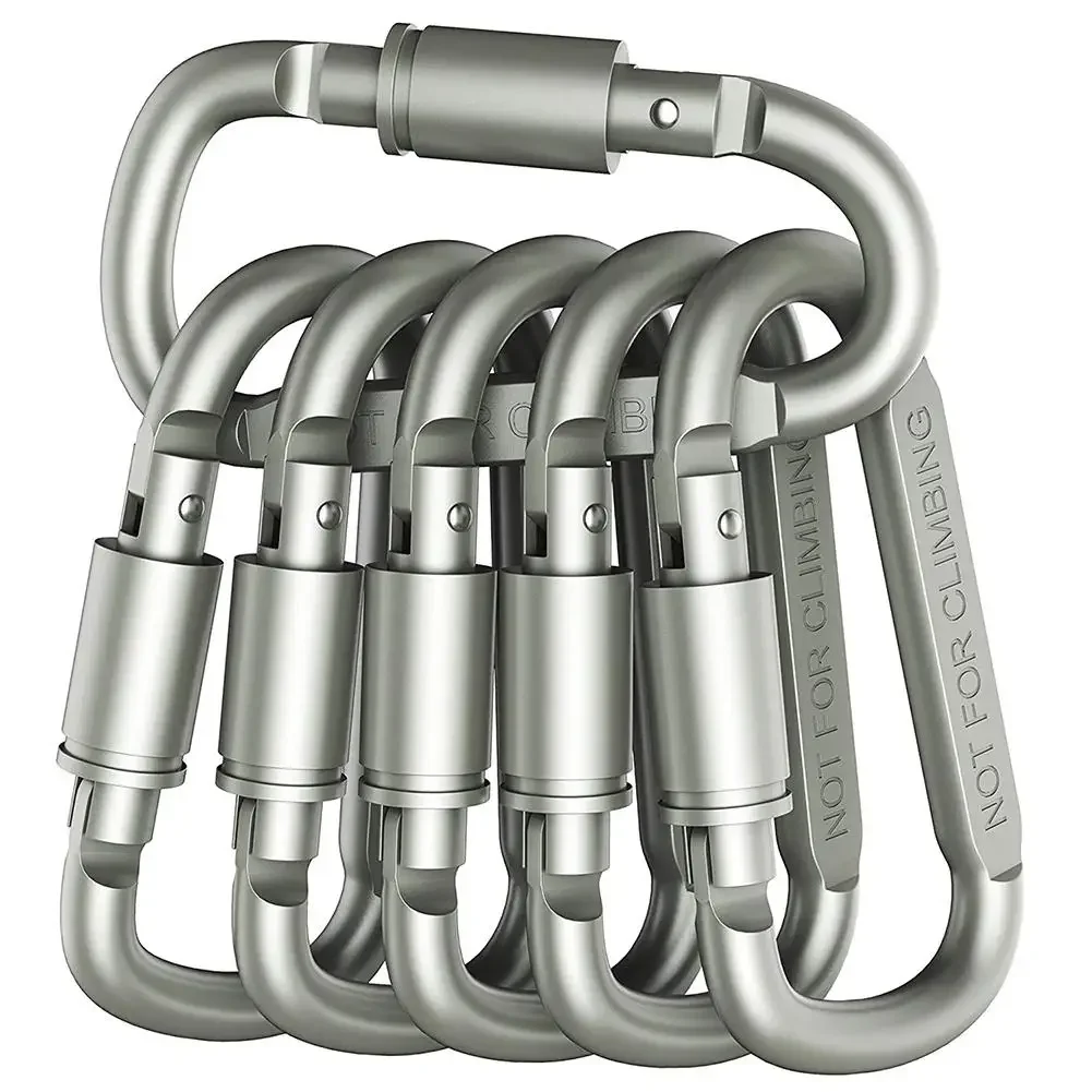 Mosquetón para mochila, llavero para acampar al aire libre, senderismo, aleación de aluminio, anillo en D, Clip de bloqueo, hebilla, gancho, herramientas de escalada, 6 uds.