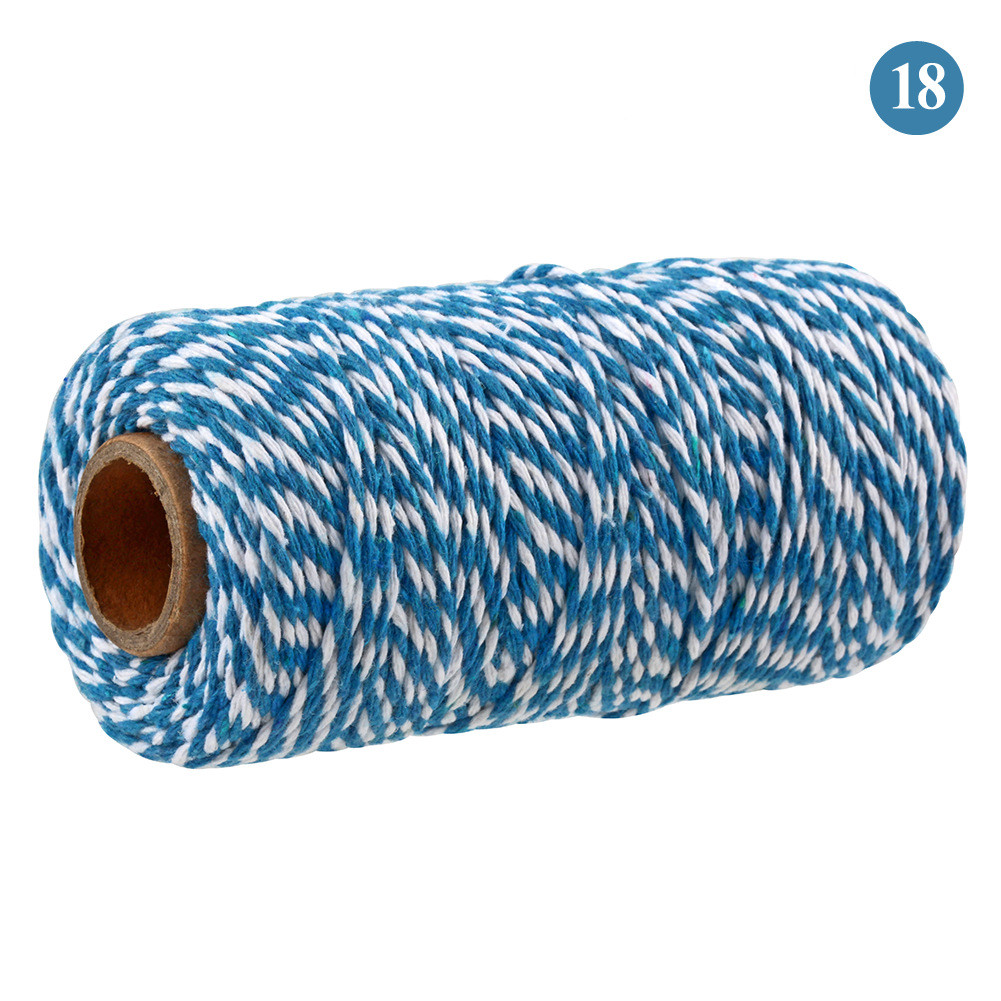 Hilo de algodón colorido para manualidades, hilo de macramé, para envolver , decoración de boda, 100 m/rollo: Light blue white
