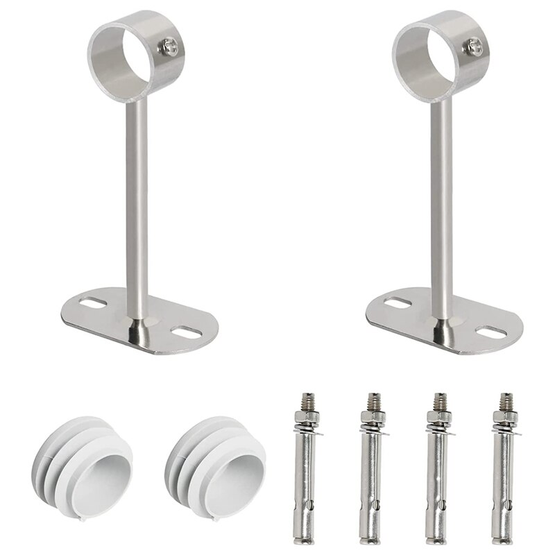 Ceiling-Mount Bracket, Wardrobe Pipe Bracket, Wardrobe Rod Lever Support Holder Pipe Flange Socket 2Pcs