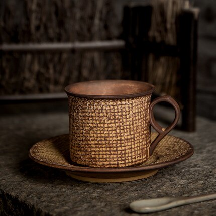 Japanska porslin tekoppar retro kaffekopp vintage hushållsvatten kopp mugg svart tazas de ceramica creativas latte kopp tekopp: Stil 15