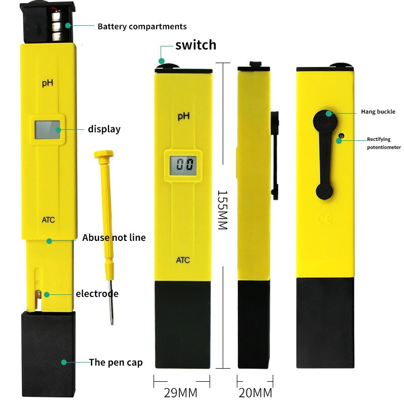 Digital PH Meter PH Tester 0.01 PH Accuracy Water Tester with ATC for Household Drinking Water Swimming Pools Aquariums