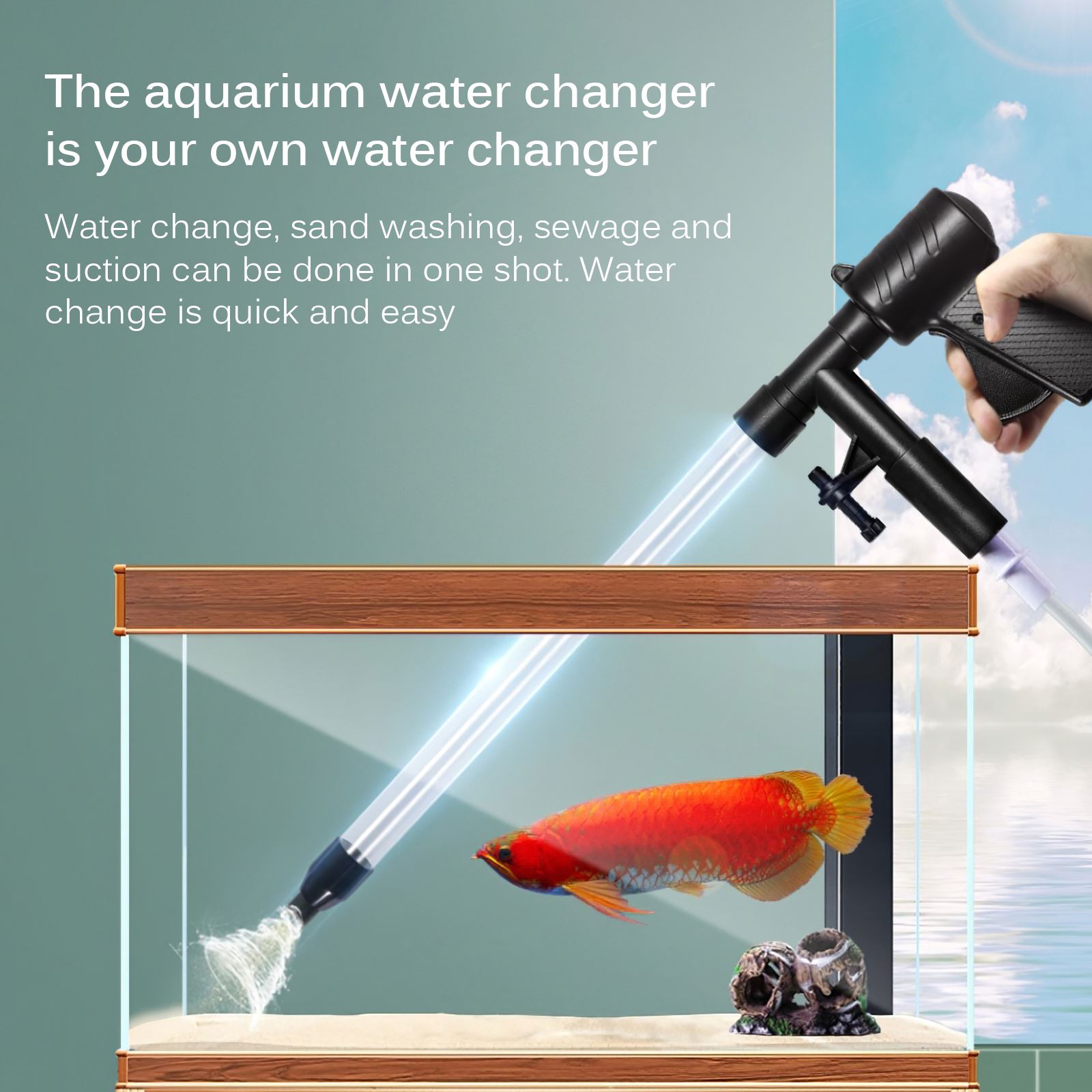 Fish Tank Gravel Cleaner Pneumatic Sand Washer Fish Tank Water Changer Semi-Automatic Water Changing