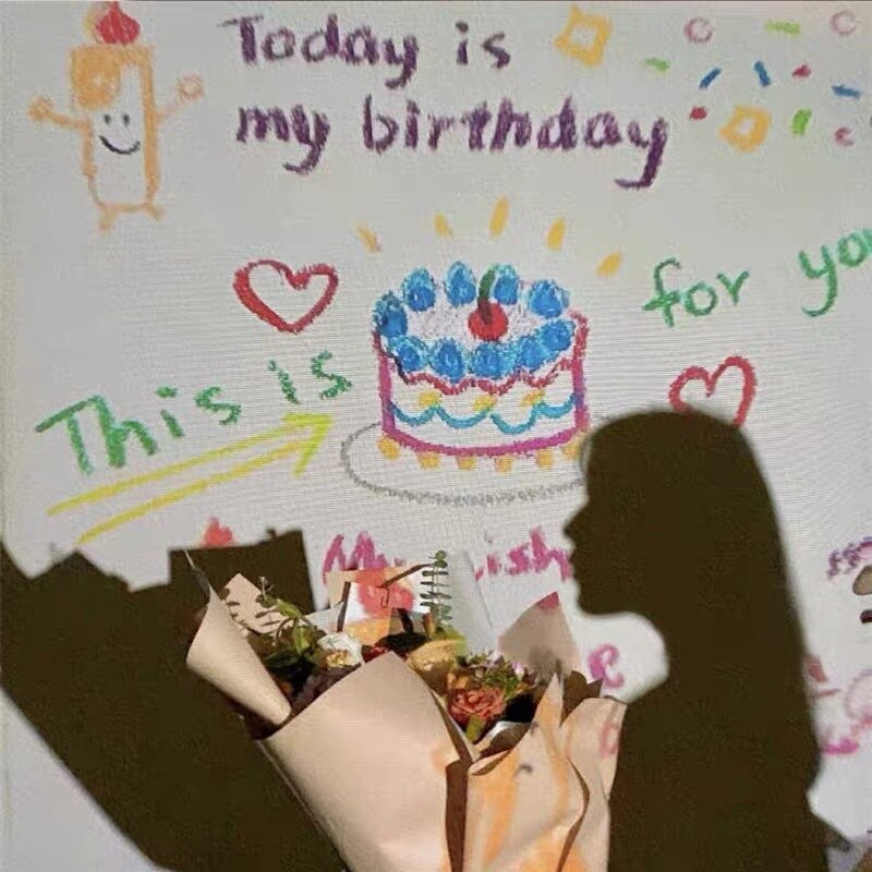 INS Happy Birthday Projector Lamp Korean Party Arrangement Background Props Light Photo Atmosphere Projector Romantic