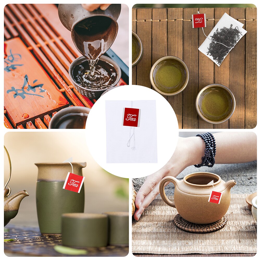 200pcs Nylon Tea Filter Bags Disposable Single String Empty Trihedron Tea Bags