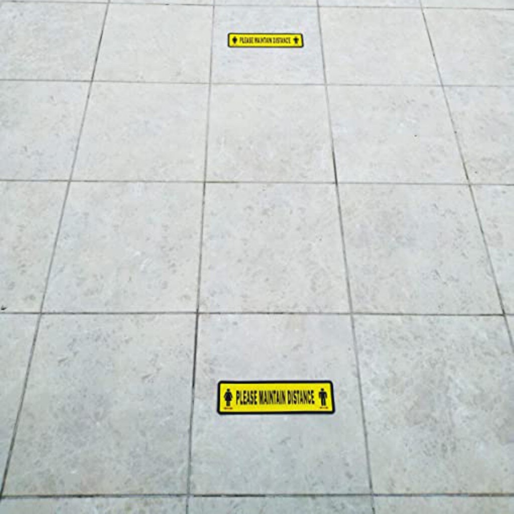 Please Maintain DIStance Sticker Marker Floor For School And Supermarkets Mall Public Wallpaper Reminder