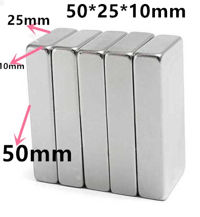 1Pcs N52 Zout Vierkant Blok Vierkante Magneet 50X25X10Mm Krachtige Zeldzame Aarde Neodymium Magneet.