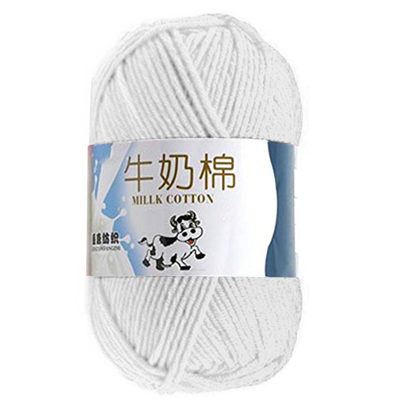 50g/ball Colorful Combed Soft Baby Milk Cotton Yarn Fiber Velvet Yarn Hand Knitting Wool Crochet Yarn DIY Sweater wool yarn: pure white