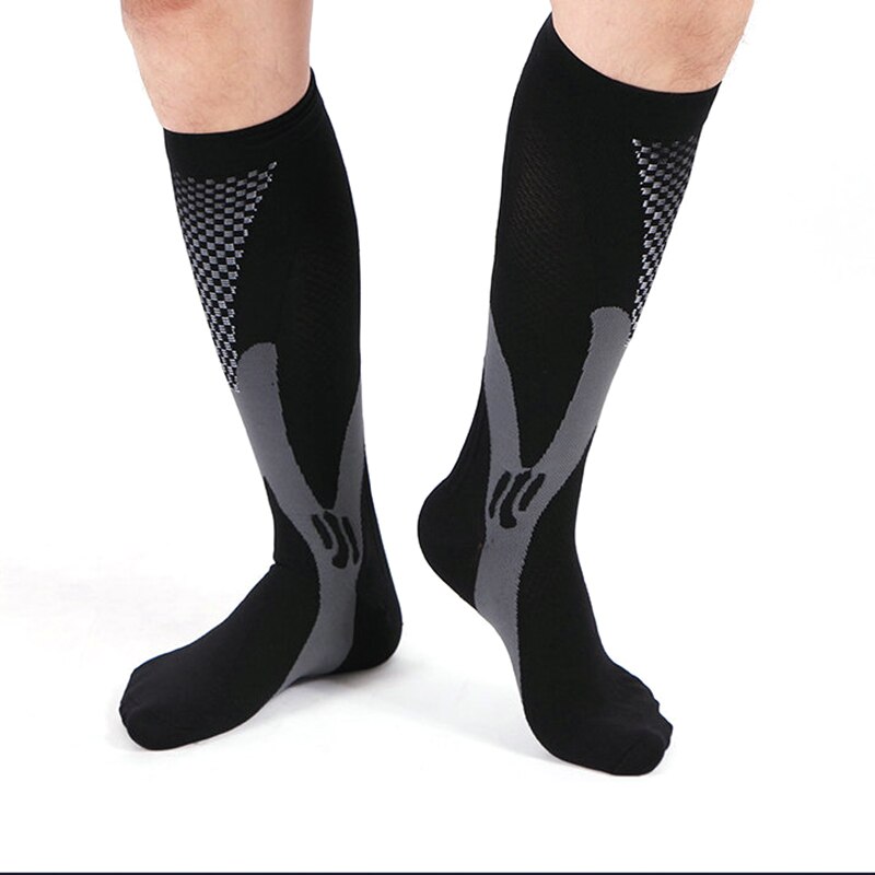 Sports Elastic Socks Outdoor Compression Running Socks Ski Long Socks For Men Women For Skiing Hiking Cycling Climbing: Black  L XL