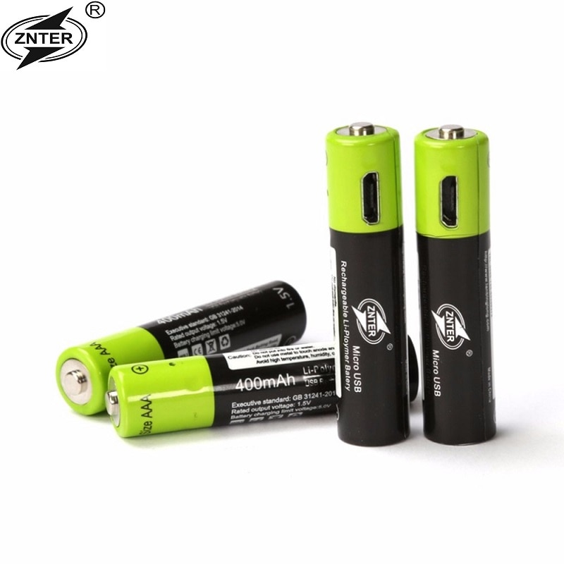 ZNTER AAA oplaadbare batterij 1.5 V AAA 400 mAh USB lithium polymer oplaadbare batterij met Micro usb-kabel