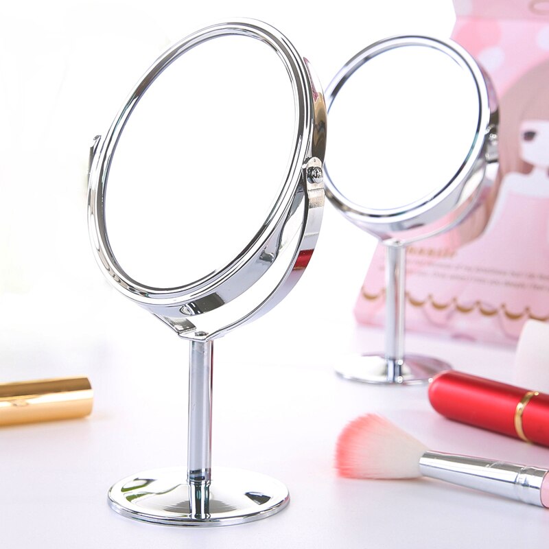 Lille makeup spejl desktop rundt ovalt bordspejl simpelt dame husstand metal roterende dobbeltsidet makeup spejl wjb 411