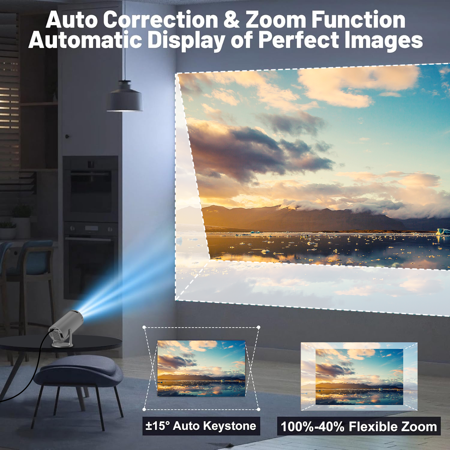 Supports 4K projector, high-definition projector, with WiFi/Android system/BT5.2, suitable for home theater projector