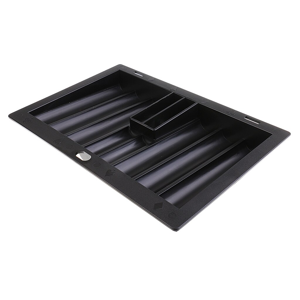 Schwarz Acryl Party Kasino Gane Turnier Poker Chips Tablett fallen für 350 Chips Zubehör 37,5x25,2 cm