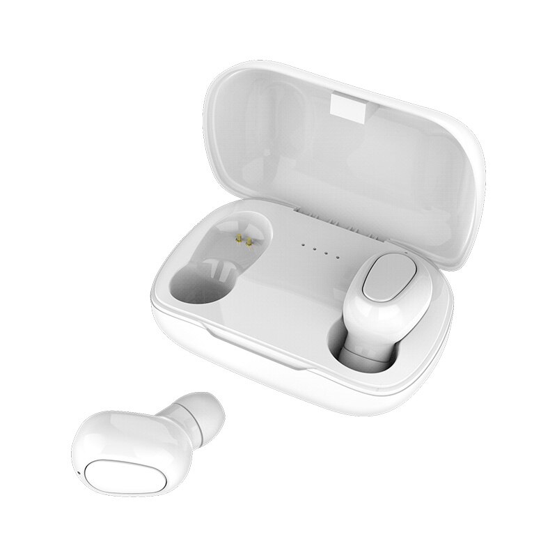 L21TWS Bluetooth 5.0 Koptelefoon Oordopjes Draadloze Case Hoofdtelefoon Headsets Dual Oordopjes Bass Sound Voor Alle Smart Phone Android Ios: WHITE