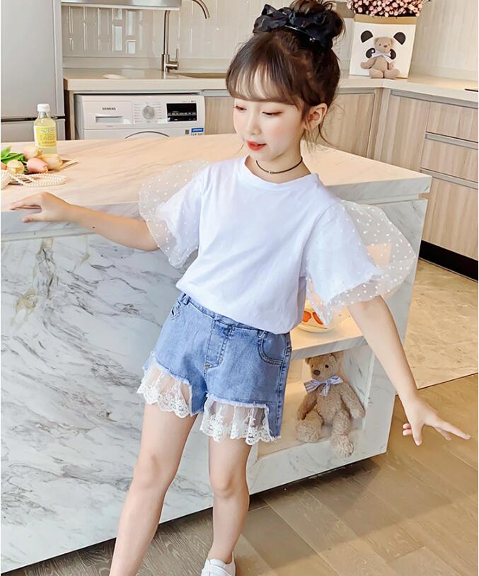 Baby Girls Denim Shorts Teenagers Summer Lace Short Pants Kids Beach Clothes Children's Shorts For Teenage Girls 4 6 8 10 12 14T