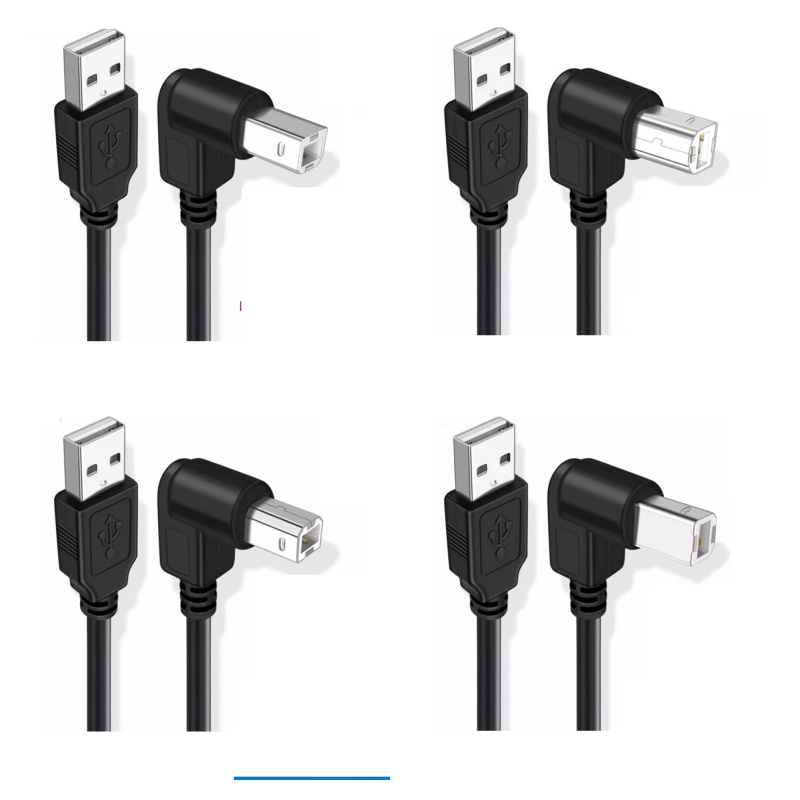 Câble USB 2.0 coudé haut, bas, gauche et droite, pour imprimante et Scanner de Type A mâle à Type B mâle, 90 degrés, 30cm 50cm 1m 150cm 1ft 5 pieds