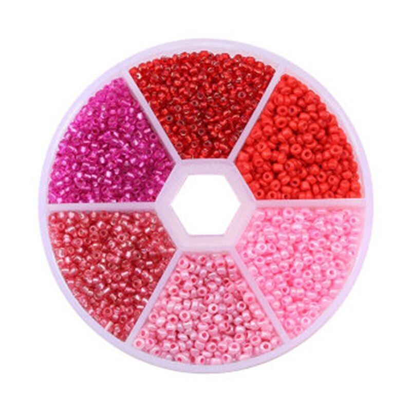 Boxed 2mm Glass Seed Beads Pendant Crystal Gasket Glass Beads for Jewelry Making DIY Handmade Accessories: Red Series