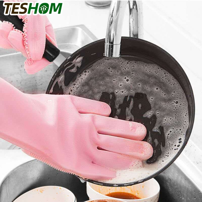 Luvas de limpeza para lavar louça, luvas mágicas de silicone para lavar louças para casa cozinha ferramenta de limpeza, 1 par