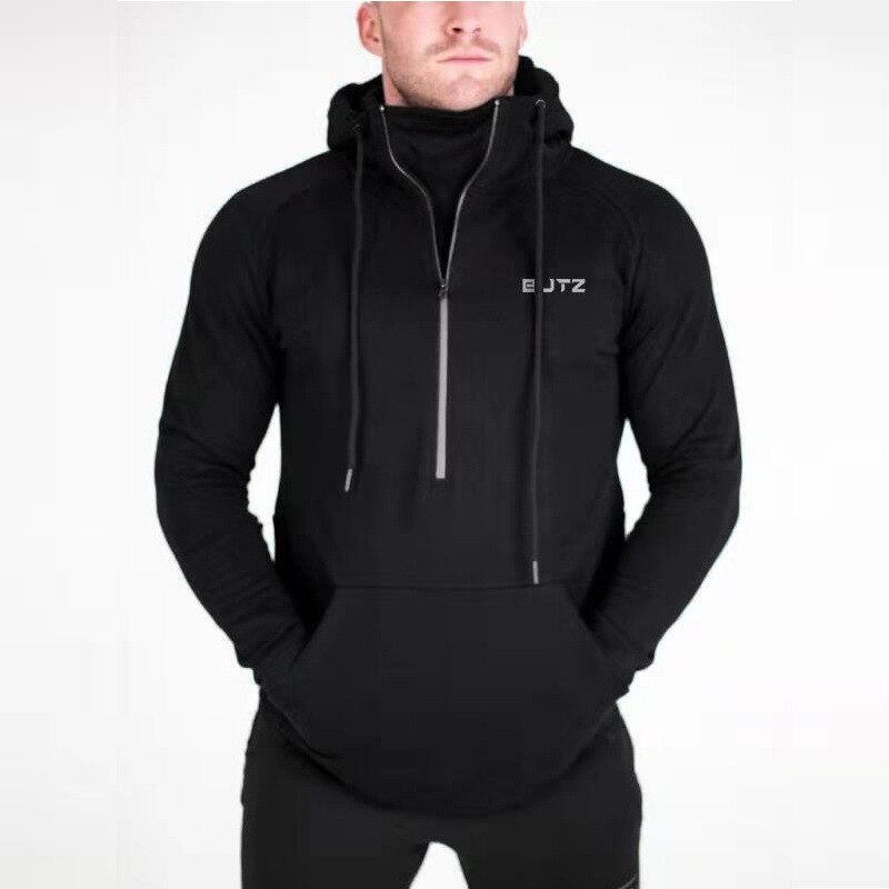 Muskel kondisjonstrening for menn løping sport basketball hettegenser ren bomull casual løs plus size trend hettejakke med glidelås