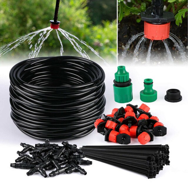 25M/30M/50M Self Automatic Garden Watering System Water Drip Irrigation System Plant Watering Kit Irrigation Drippers Mist Set: 25M