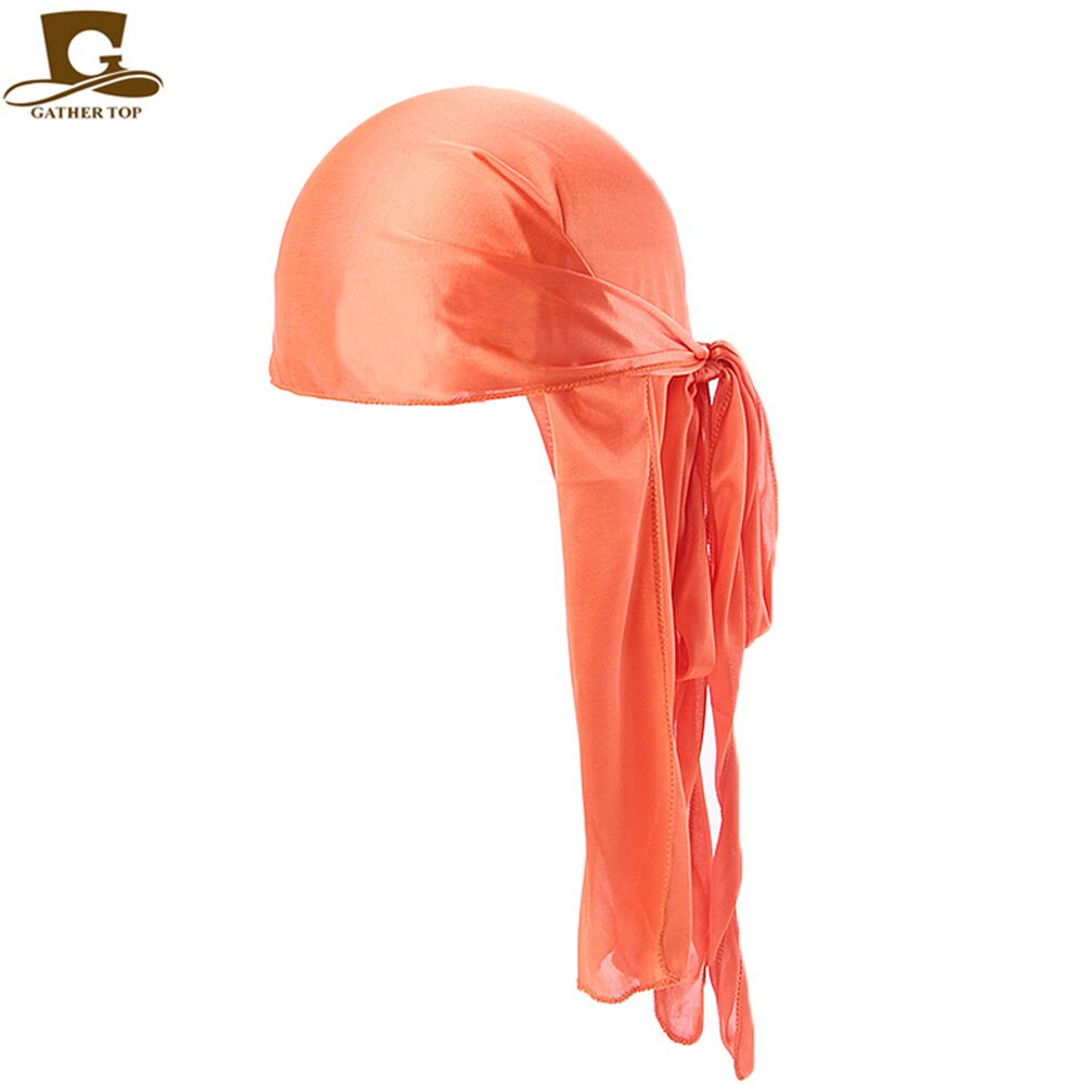 Durag Men Solid Color Silk Durags Women Breathable Turban Hair Bands 13Pcs/package: Orange
