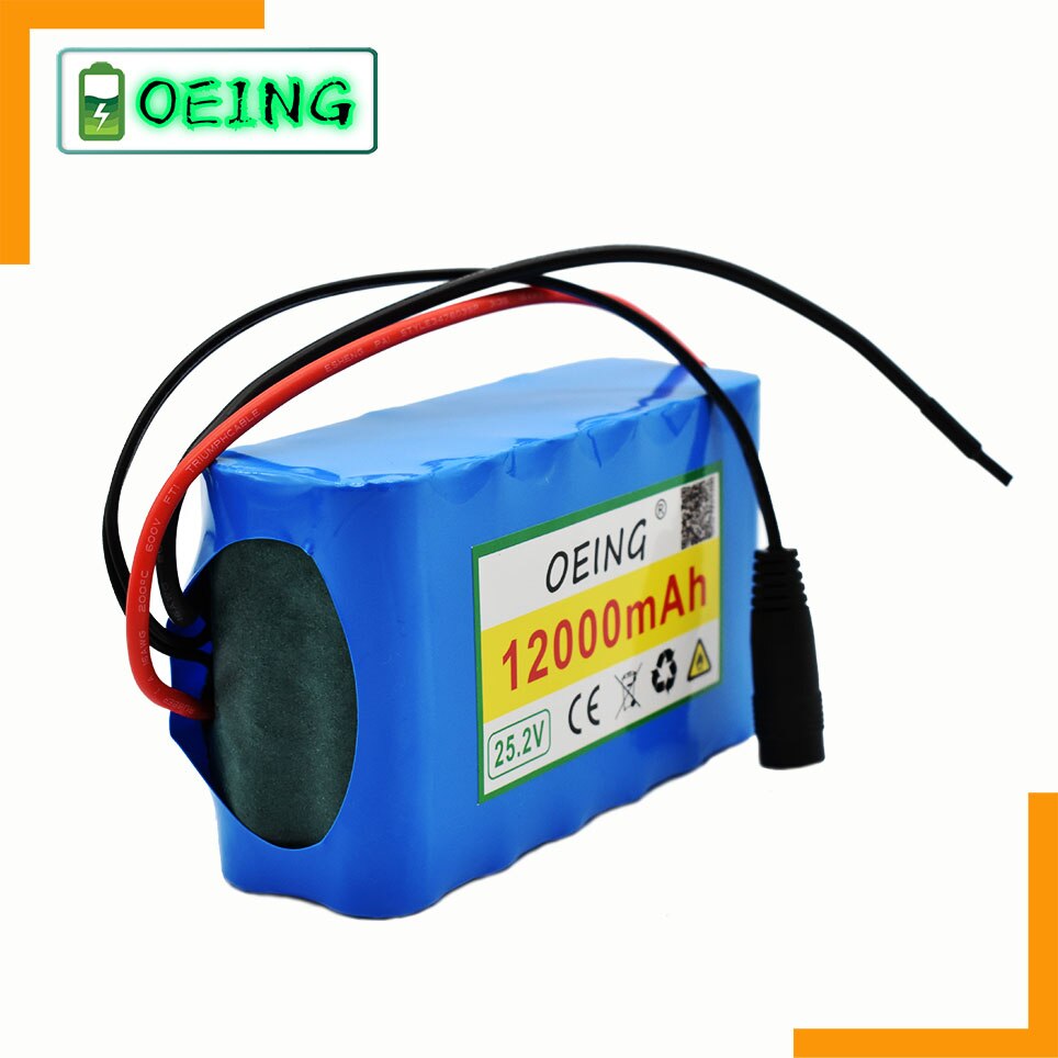 Mais novo 6s2p 24v 12.0ah 18650 para bateria de lítio 25.2v 12000mah bicicleta da bateria elétrica com bms