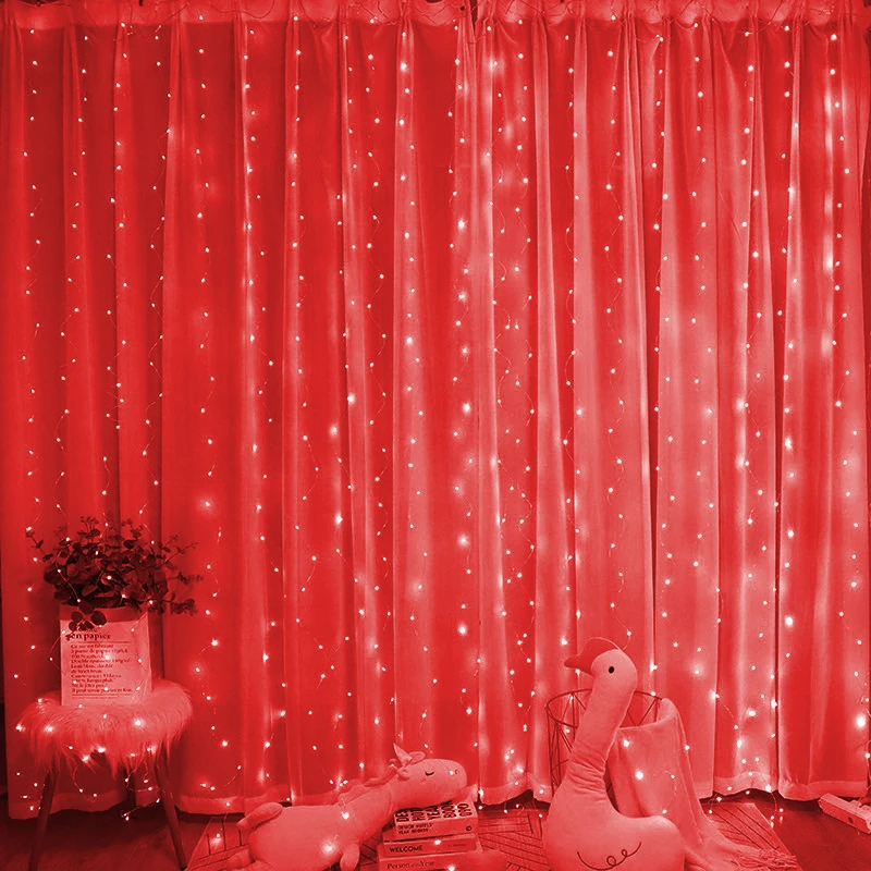 Led Gordijn String Lights Slinger Festival Kerst Decoratie Usb Afstandsbediening Bruiloft Sprookjesachtige Verlichting Voor Slaapkamer Huis: L / Donker Kaki
