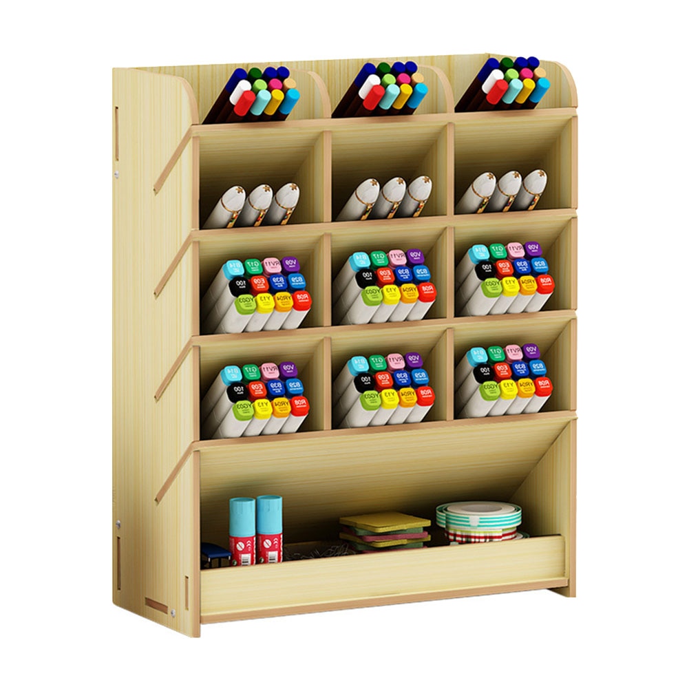DIY organizador para escritorio de oficina almacenamiento multifunción gran capacidad hogar partes separadas soporte de madera para bolígrafo Rack con cajón estudio