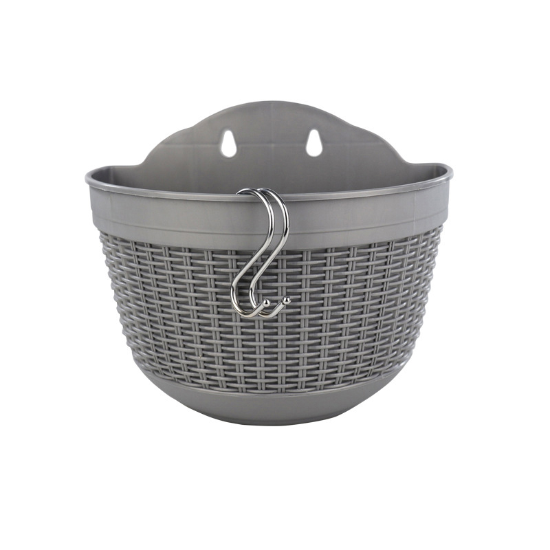 1Pc naścienny doniczka imitacja Rattan tkactwo półokrągłe doniczka roślina balkonowa wisząca ściana ogrodu kosz wystrój: 4 L