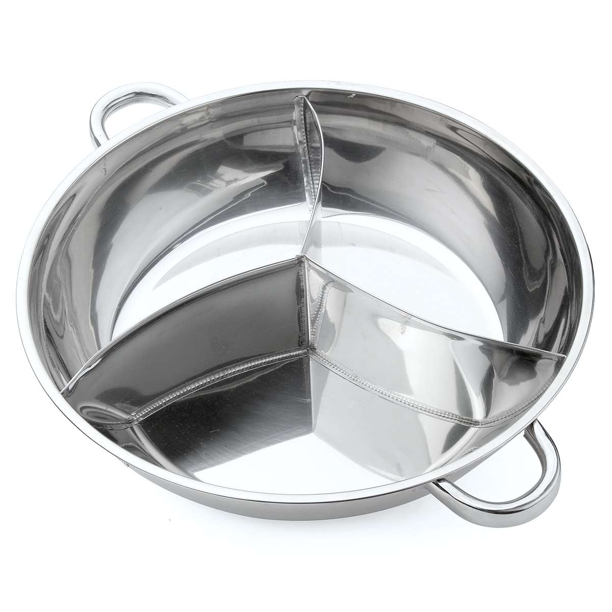 400mm Stainless Steel Pot Three Divided Cookware Induction Little Sheep Pot Pot Ruled Compatible Cooking Winter Party: Default Title